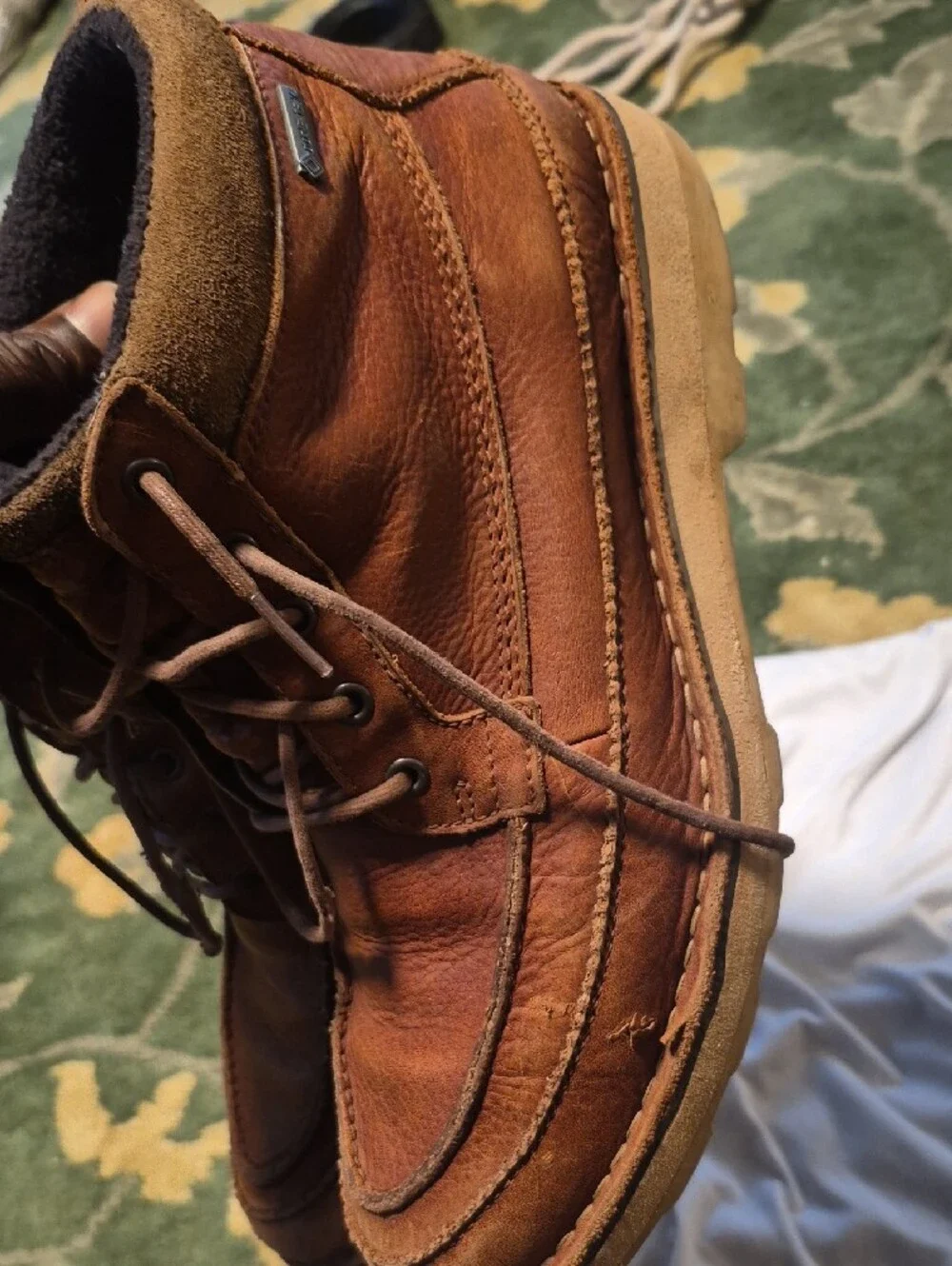 Clarks Brown Leather Moc-Toe Lace-Up Boots